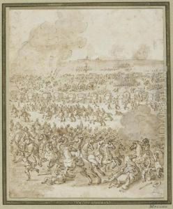 A Cavalry Battle by Matthaus the Elder Merian