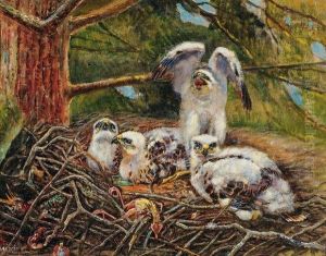 Jeunes Rapaces Au Nid by Edouard Paul Merite