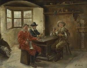 Kartenspieler Im Erkerzimmer by Eduard Merk