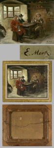 Gesellige Tischrunde Beim Kartenspiel by Eduard Merk