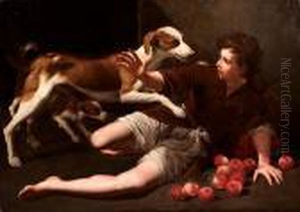 Fanciullo Con Cani E Mele - view 1