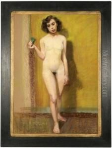 Standing Nude Holding A Green Cup Standing Nude Holding A Green Cup