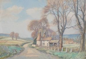 Oast Houses Inextensive Landscape by Henry Samuel Merritt
