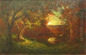 Wooded Landscape At Sunset by Jules Mersfelder
