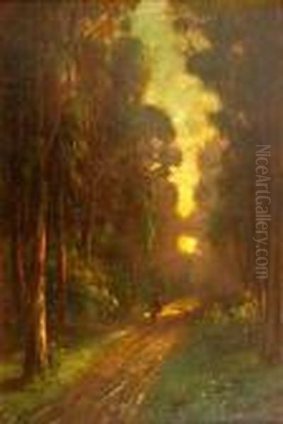 A Shepherd With His Flock In The Evening - view 1