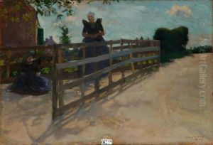 Jeunes Zelandaises A La Barriere by Charles Mertens
