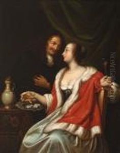 The Oyster Eater And Her Lover by Johannes Cornelis Mertz