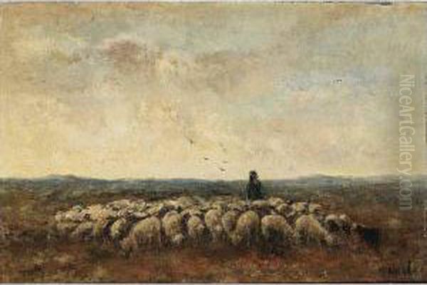 A Shepherd With His Flock - view 1