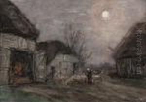Shepherd With His Flock By A Sheeppen by Sientje Mesdag Van Houten