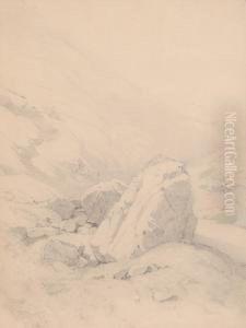A Rocky Hillside by Arsenii Ivanovich Meshcherskii