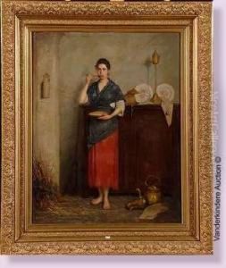 Jeune Paysanne Mangeant La Soupe