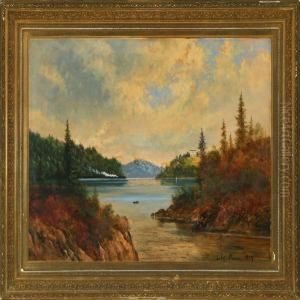 Inlet Scenery Ona Cloudy Autumn Day by Carl Ludvig Messmann