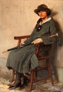 Retrato De Genoveva Mestres, Hija Del Pintor by Felix Mestres Borrell