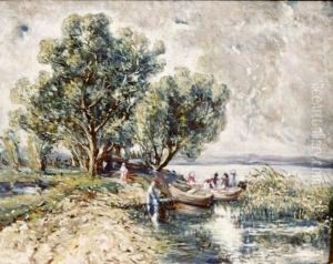 Scena Nad Balatonem by Geza Meszoly