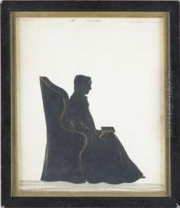 Silhouette Of A Seated Woman With Her Book by Samuel Metford