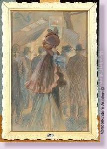 Elegante Chez Les Bouquinistes by Lucien Metivet