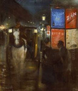 Conversation Galante Pres De La Colonne Morris. by Lucien Metivet