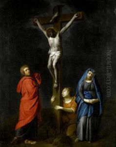 The Crucifixion With The Virgin, Saints Mary Magdalen And John The Baptist by Gabriel Metsu