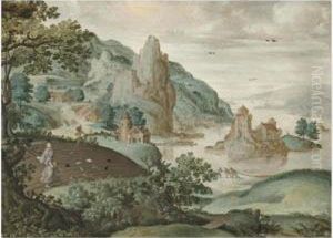 A Mountainous River Landscape With The Parable Of The Sewing Of Thetares