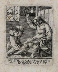 Eine Frau Schlagt Ihren Ehemann. by Cornelis Massys