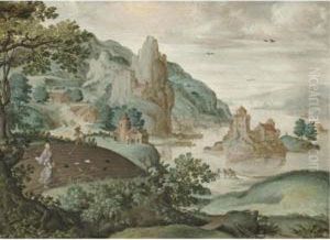 A Mountainous River Landscape With The Parable Of The Sewing Of The Tares