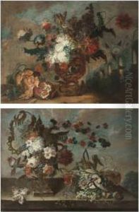 An Ornamental Goblet With Flowers by Johann Martin Metz