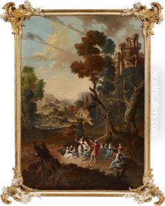 Ideale Landschaft Mit Hofischer Gesellschaft by Johann Martin Metz