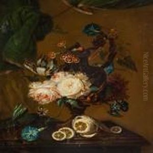 Nature Morte With Flowers And Lemons by Johann Martin Metz