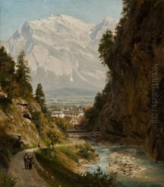 Wanderer In Der Taminaschlucht Bei Bad Ragaz, Schweiz - view 1