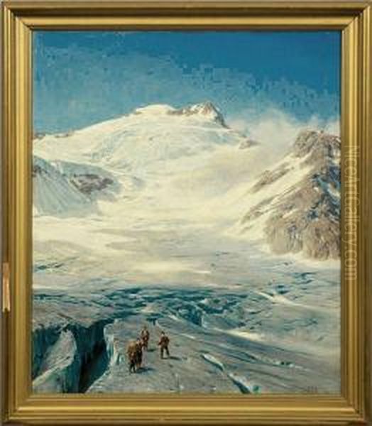 Bergsteigeran Einem Schweizer Gletscher - view 1
