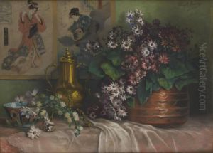 Composition Florale Et Chinoiserie by Georgette Meunier