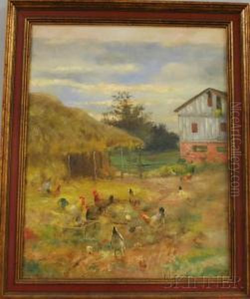 Farmyard Scene With Chickens - view 1