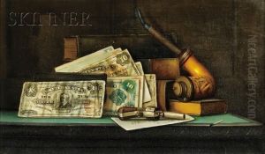 Still Life With Currency, Pipe, And Pistol by Charles Alfred Meurer