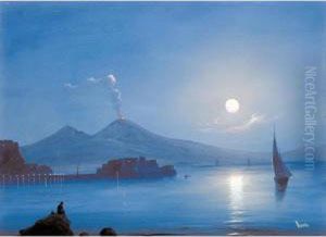 Veduta Notturna Di Posillipo E Castel Dell'ovo by B. Meuris