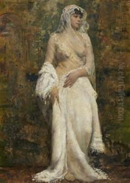 Portrait De Femme En Pied Au Voile Transparent - view 1