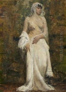 Portrait De Femme En Pied Au Voile Transparent by Henri Meurisse