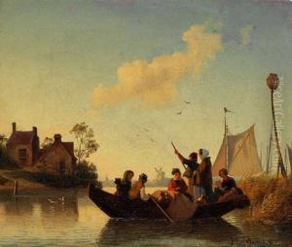 Hollandische Kustenlandschaft Mit Einem Ruderboot - view 1