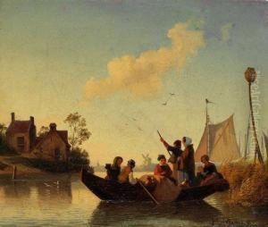 Hollandische Kustenlandschaft Mit Einem Ruderboot by Hermann Mevius