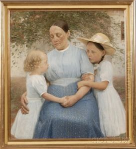 Portrait Of A Mother And Two Children by Carl Meyer