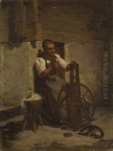 Bauerin Am Spinnrad