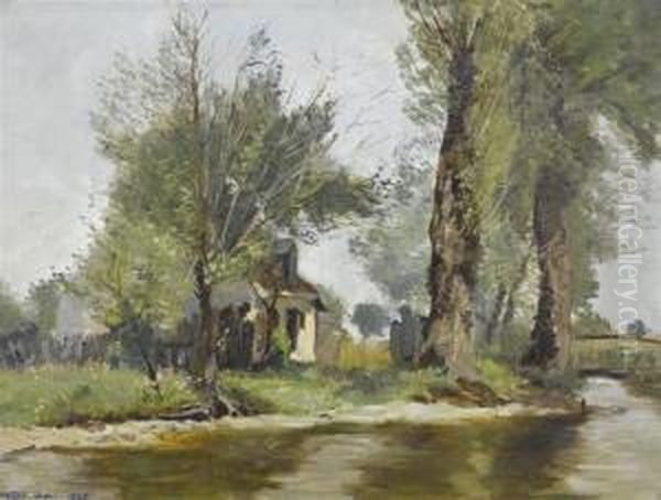 River Landscape With House - view 1