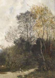 Waldpartie Mit Einem Bach by Carl Theodor Meyer