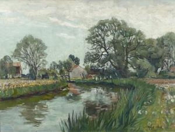 Sommerliche Landschaft Mit Kleinem Fluss. - view 1