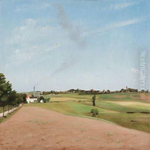 Egnen Omkring Slangerup Med Hjorlunde Og Slangerup Kirke I Baggrunden by Carl Vilhelm Meyer
