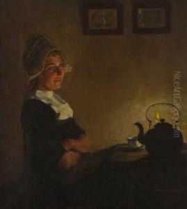 Hollandisches Madchen Bei Kerzenschein by Claus Meyer