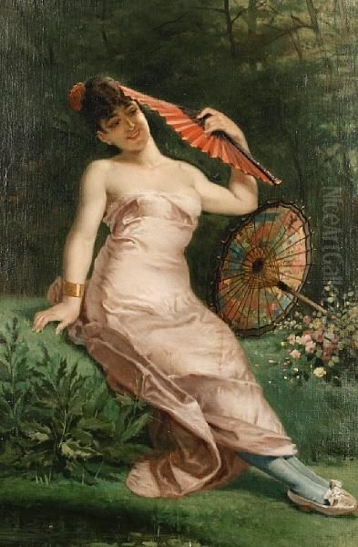 Reclining Beauty With Fan - view 1