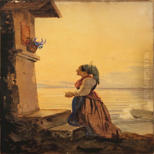 Italian Woman In Prayer - view 1
