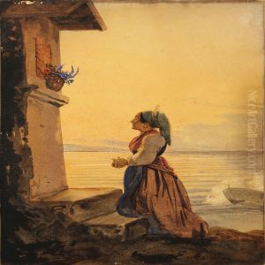 Italian Woman In Prayer by Ernst Meyer