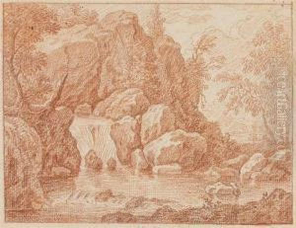 Rocky Landscape With Waterfall. - view 1
