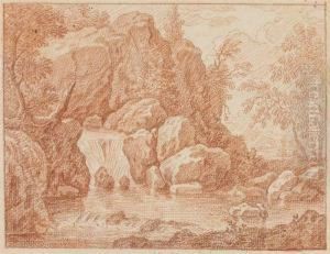 Rocky Landscape With Waterfall. by Felix Meyer